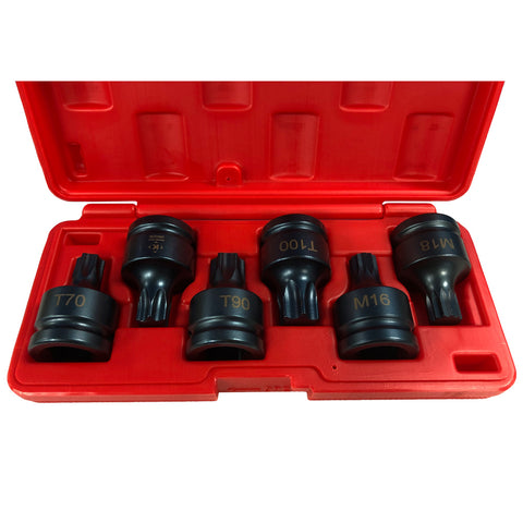 Torx Star & Spline Impact Socket Set (Dr 3/4", 6 PCS)